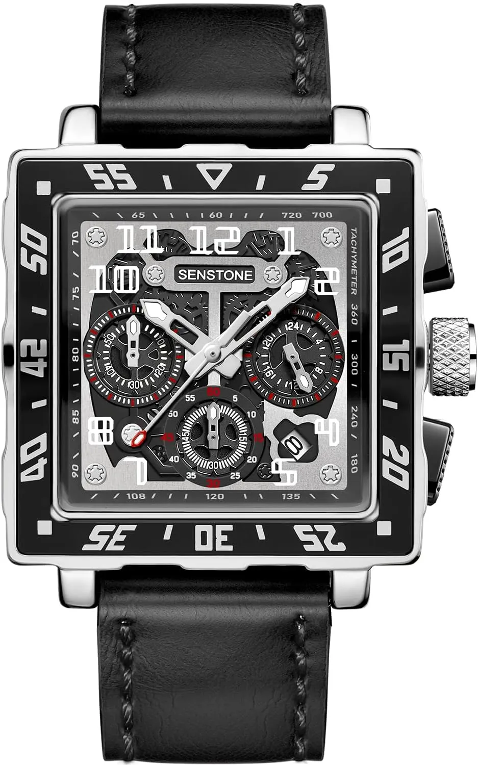 Chronograph Dial Analog Quartz Wristwatch Business exempt prevalence seminar veil wildlife thimble Dress Watch with Luminous Waterproof Calendar Square Watch for Men with Leather Strap Multifunction 