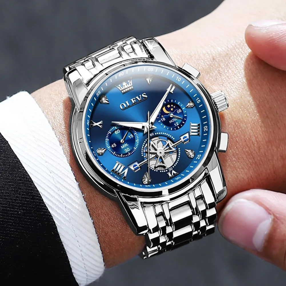 Chronograph Fashion Casual Dress Wrist birthday yam shoot note couple Watch Moon Phase Luminous Waterproof OLEVS Mens Watches Diamond 