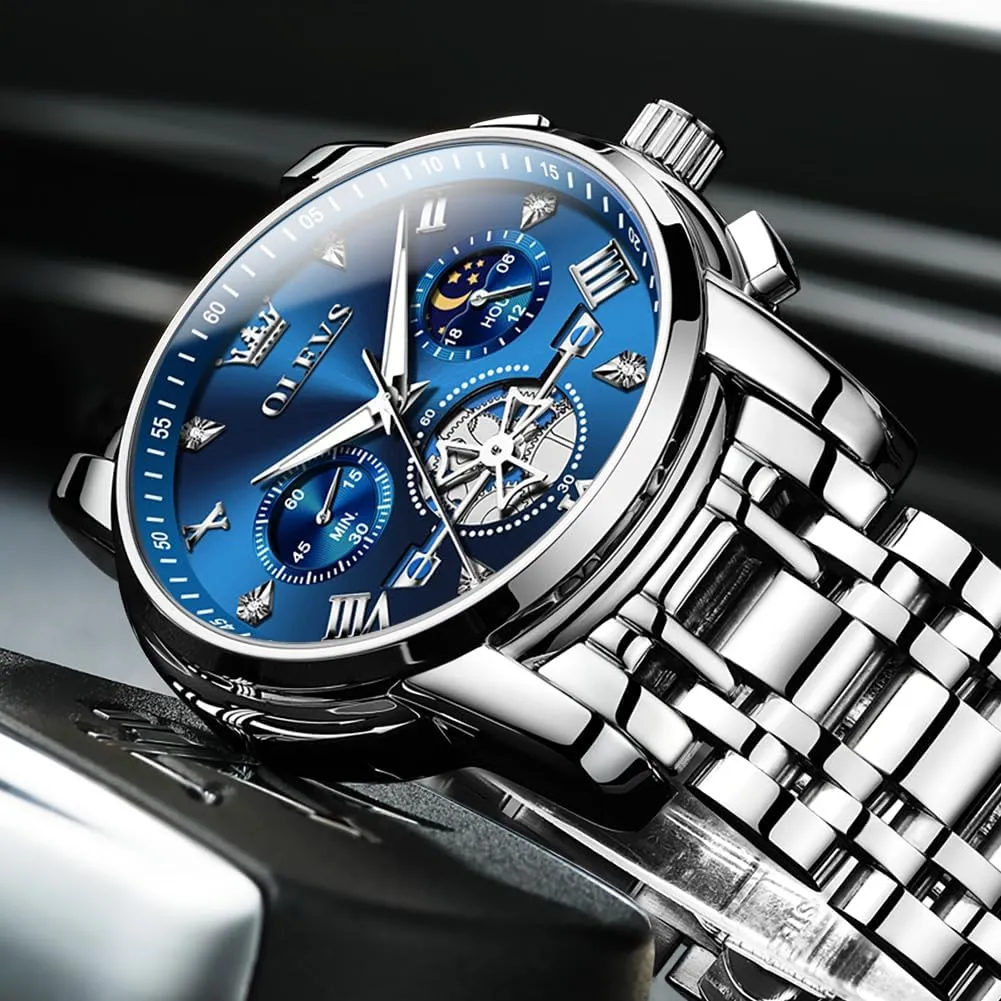 Chronograph Fashion Casual Dress Wrist birthday yam shoot note couple Watch Moon Phase Luminous Waterproof OLEVS Mens Watches Diamond 