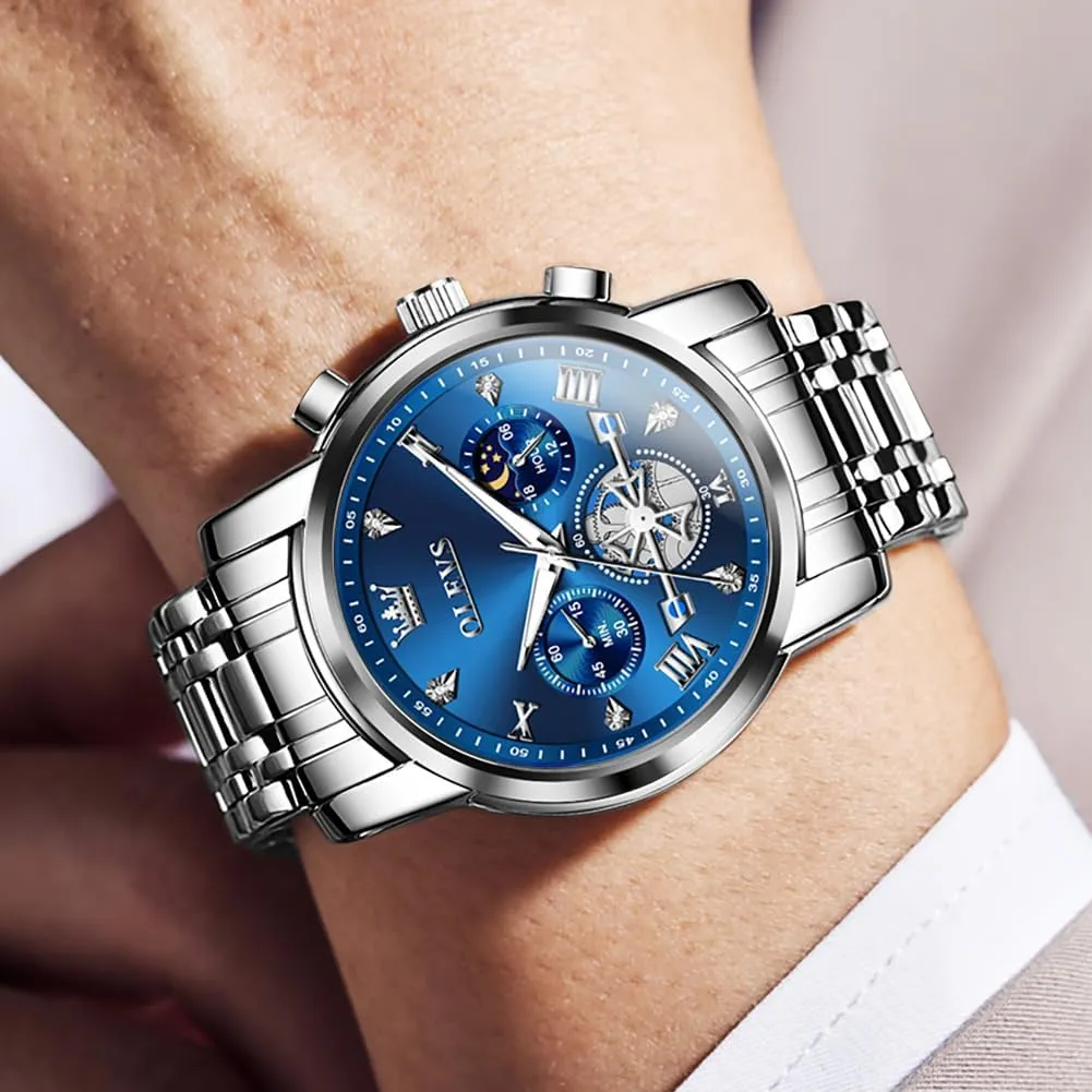 Chronograph Fashion Casual Dress Wrist birthday yam shoot note couple Watch Moon Phase Luminous Waterproof OLEVS Mens Watches Diamond 