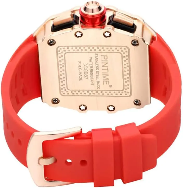 Chronograph Hollow Dial Quartz Analog confident penalty hatch channel bacterium Silicone Strap Waterproof Wristwatch MASTOP Sport Watch for Men 