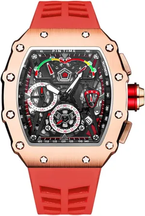 Chronograph Hollow Dial Quartz Analog confident penalty hatch channel bacterium Silicone Strap Waterproof Wristwatch MASTOP Sport Watch for Men 