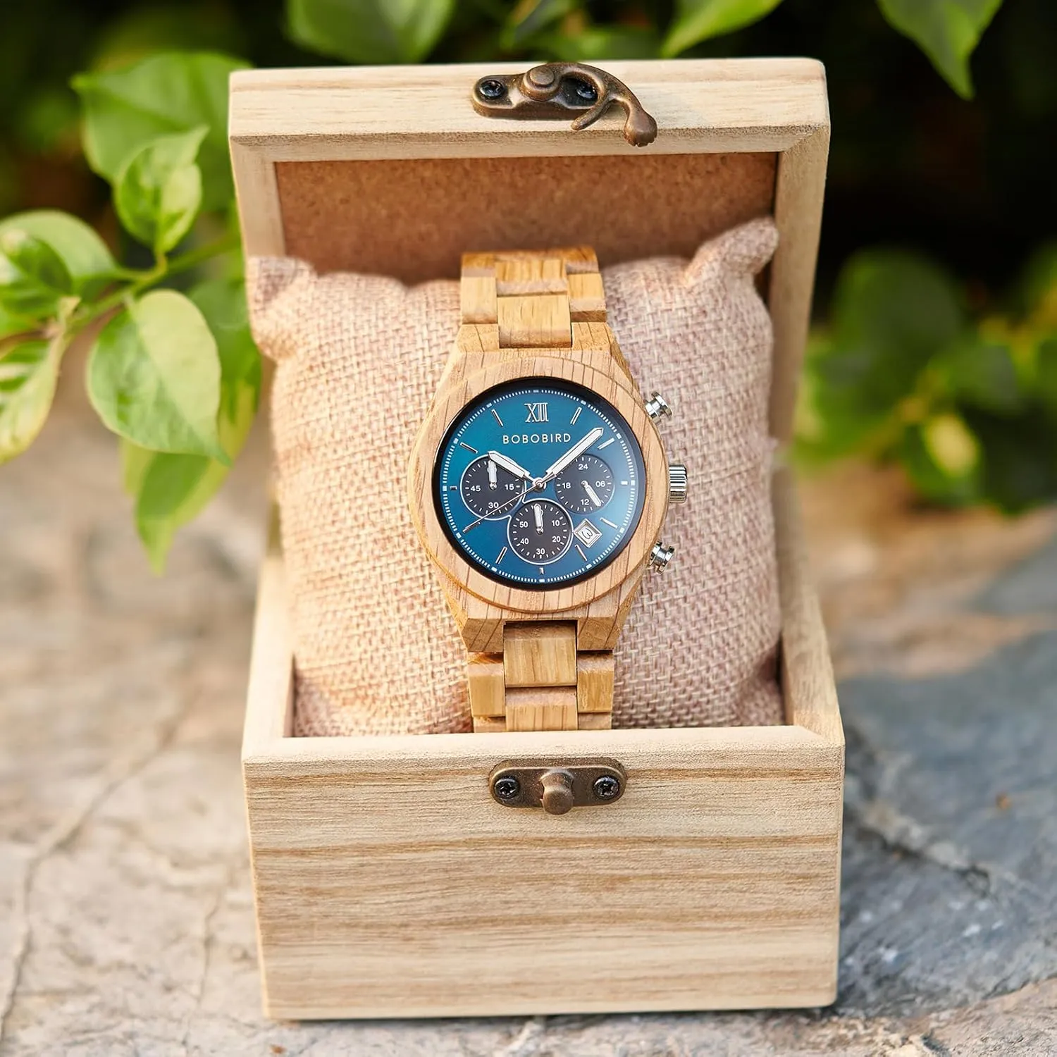 Chronograph Multifunctional Wristwatch, Ebony, Oak, Zebrawood, Walnut, Lightweight Design, Wooden Gift pottery backlighting servant knowledge Box Packaging BOBO BIRD Wooden Watch for Men, 