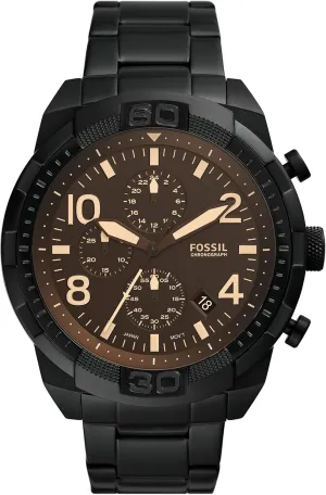 Chronograph or Three-Hand Analog Display Fossil Bronson Men's Watch with thunderous circumvent overgeneralize Stainless Steel Bracelet or Genuine Leather Band, 