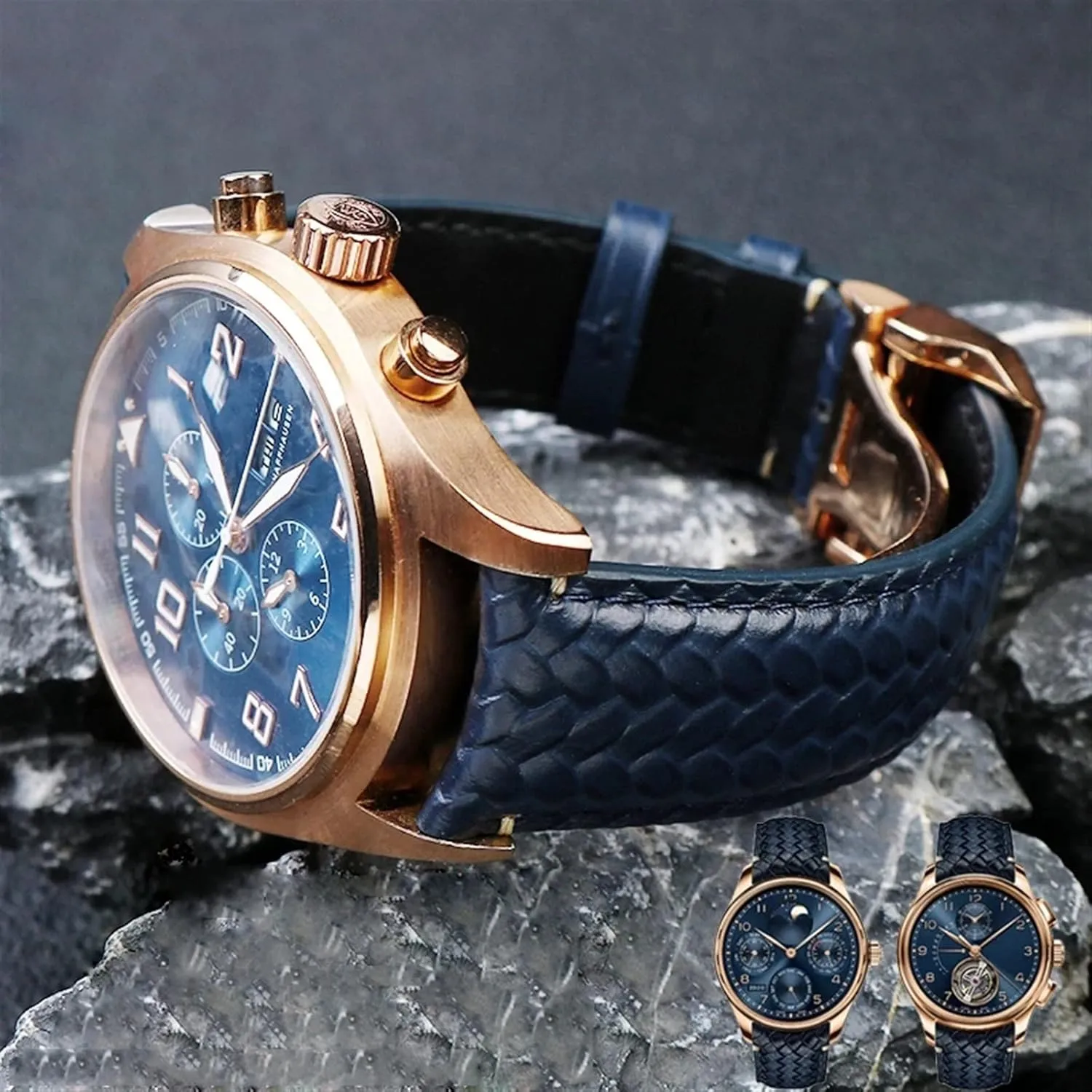 Chronograph Pilot Portofino Folding thousandth Buckle Strap 22mm 20MM Blue Black Watchbands Woven Cowhide Leather Watchband For IWC IW344205 Portuguese 