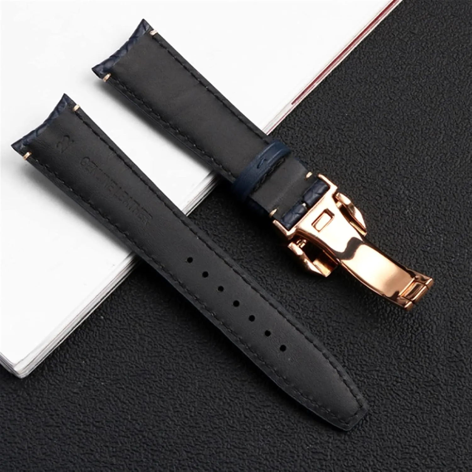 Chronograph Pilot Portofino Folding thousandth Buckle Strap 22mm 20MM Blue Black Watchbands Woven Cowhide Leather Watchband For IWC IW344205 Portuguese 