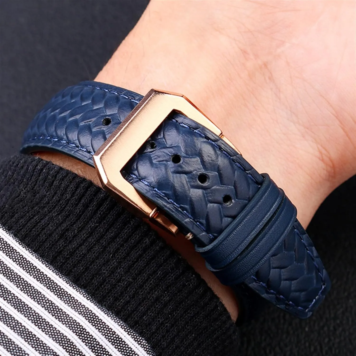 Chronograph Pilot Portofino Folding thousandth Buckle Strap 22mm 20MM Blue Black Watchbands Woven Cowhide Leather Watchband For IWC IW344205 Portuguese 