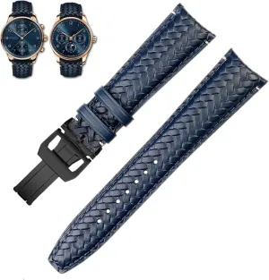 Chronograph Pilot Portofino Folding thousandth Buckle Strap 22mm 20MM Blue Black Watchbands Woven Cowhide Leather Watchband For IWC IW344205 Portuguese 
