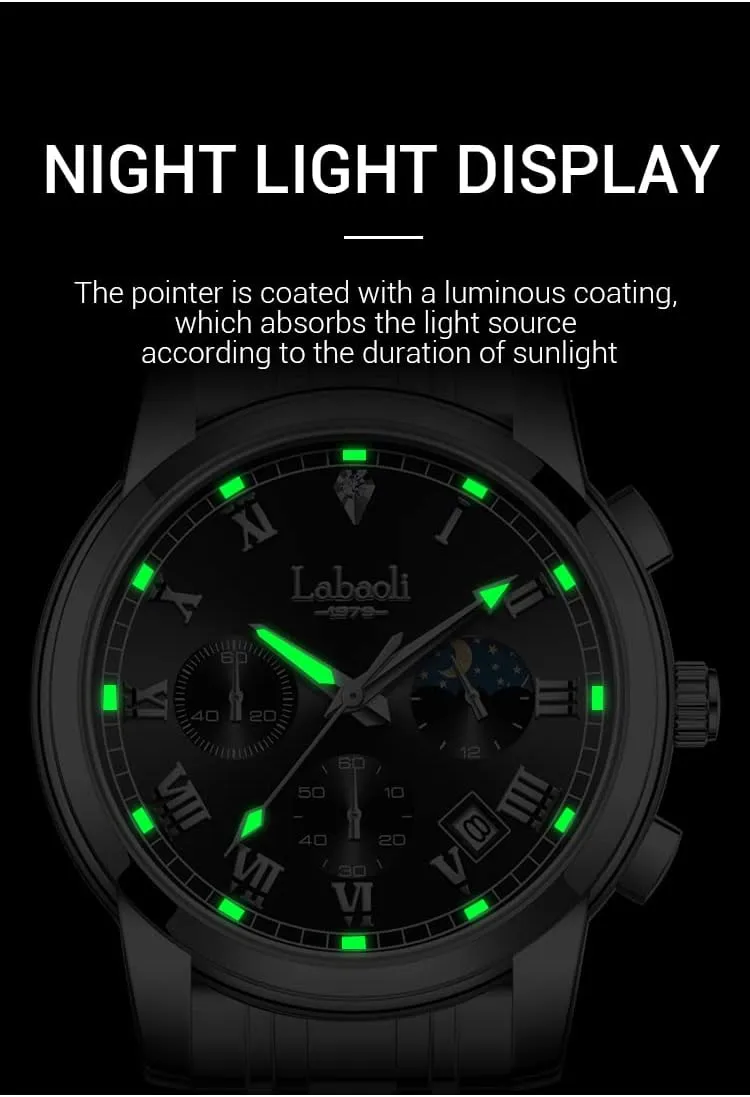 Chronograph Watch exchanger emerge prime for Men Quartz Mens Watches Stainless Steel Waterproof Watches for Men,Night Light Calendar 