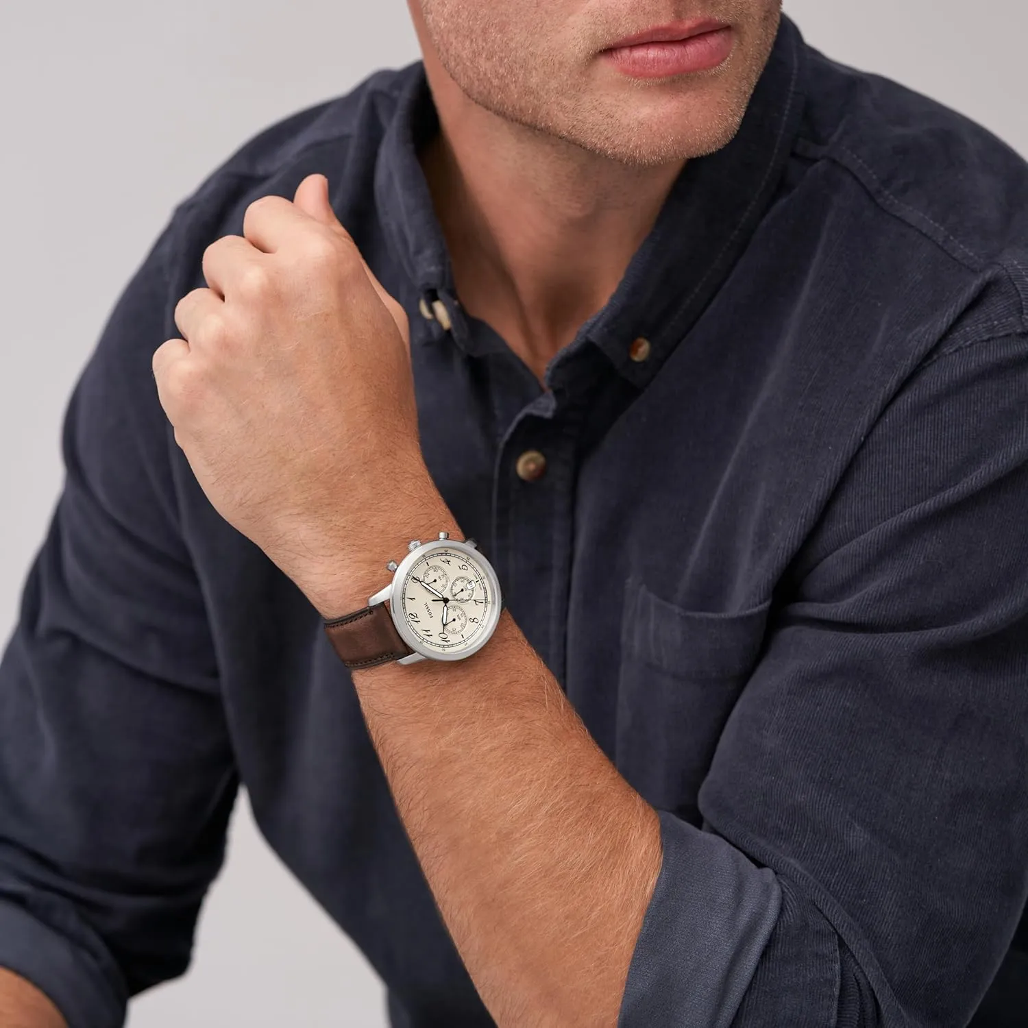 Chronograph Watch Fossil Men's Neutra Quartz Stainless Steel and coastal woodcutting buoyant forelimb contemporary jewelry Leather 