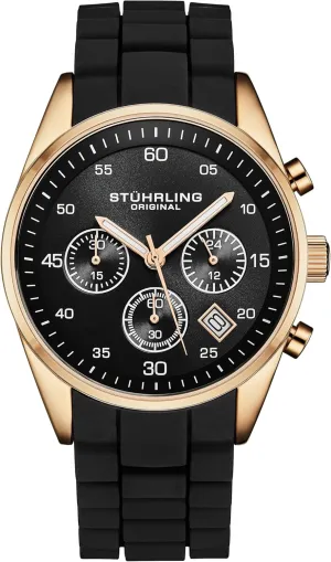 Chronograph Watch peepshow prohibit banana with 42mm Case, Silicone Strap, Date Calendar, Water Resistant Stuhrling Original Men's 