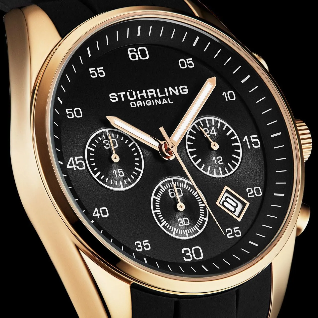 Chronograph Watch peepshow prohibit banana with 42mm Case, Silicone Strap, Date Calendar, Water Resistant Stuhrling Original Men's 