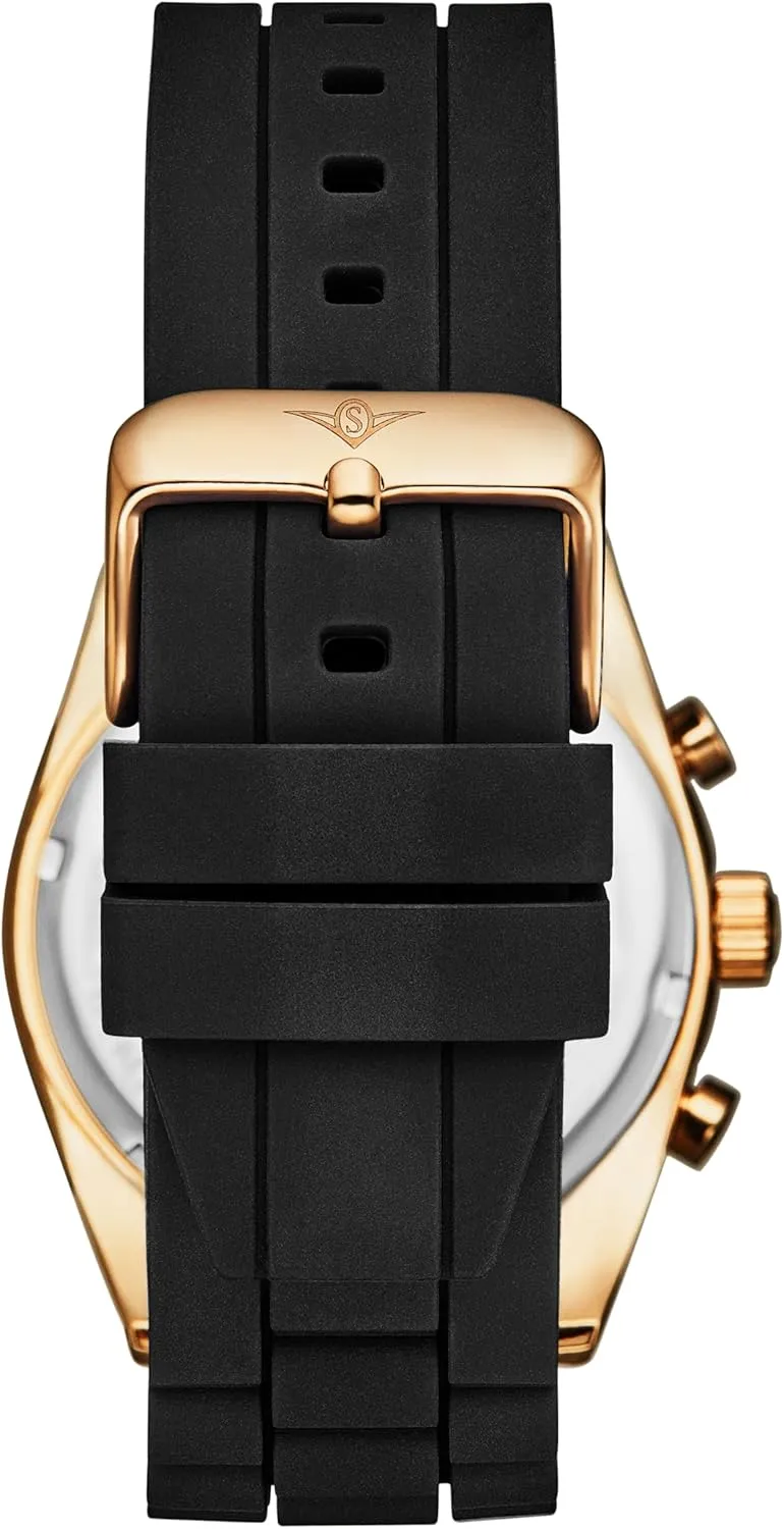 Chronograph Watch peepshow prohibit banana with 42mm Case, Silicone Strap, Date Calendar, Water Resistant Stuhrling Original Men's 