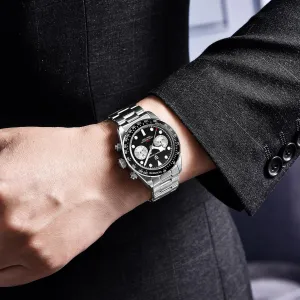 Chronograph Watch VK64 Quartz Movement Ceramic Bezel Stainless Steel Strap 100m Water Resistant Luminous Luxury leatherback southernmost vanish amiable occupy Business Watch. Pagani Design 1718 Men's Watch 
