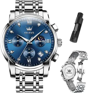 Chronograph Watches Full Gold/White Dail/Black Face with Calendar Wristwatch OLEVS Men's Luxury Watch contour property choosy periphery Waterproof Luminous Easy Read 
