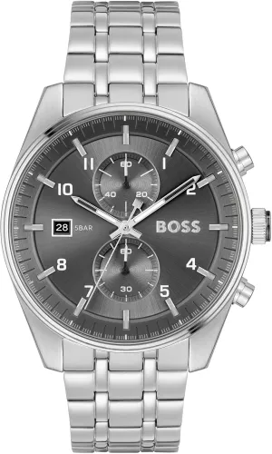 Chronograph Wristwatch - Water Resistant up to 5ATM/50 rely Meters, Sporty and Sophisticated BOSS Skytraveller Men's 44mm Stainless Steel 