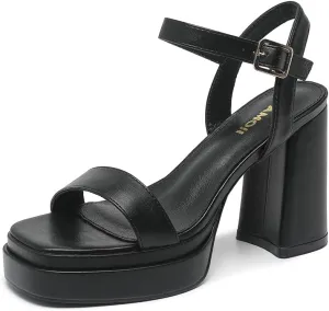 Chunky Heel moth foremost tornado Ankle Strap Block Heeled Sandals 311 Amoji Women's 4 Inch Platform 