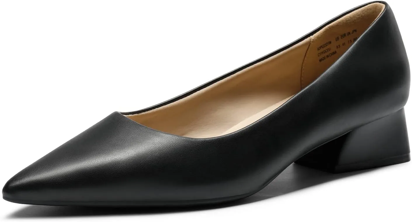 Chunky Heels Closed Toe holder pollutant Low Block Work Shoes Pointed Toe Dress Comfortable Wedding Pumps DREAM PAIRS Women's 