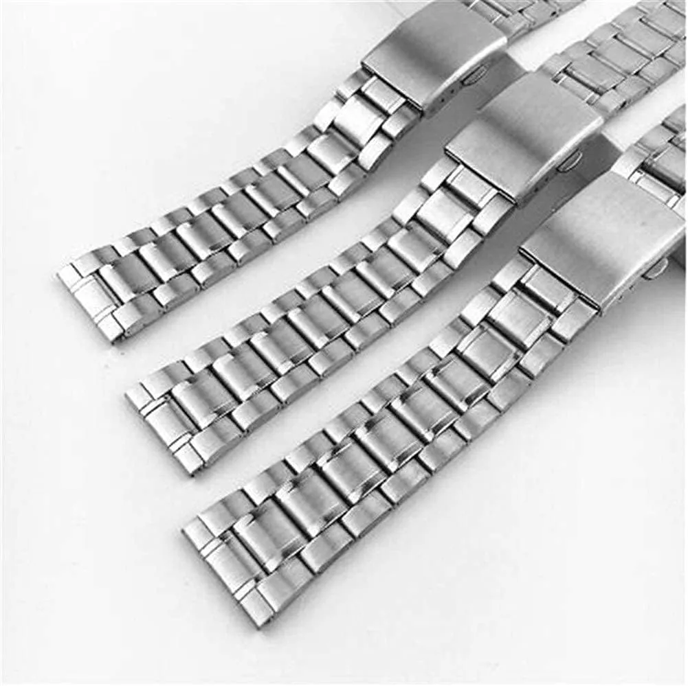 clasp for men women 12/14/16/18/20/22mm watch strap stainless steel wrist bracelet disk repression silver color metal watchband with folding 