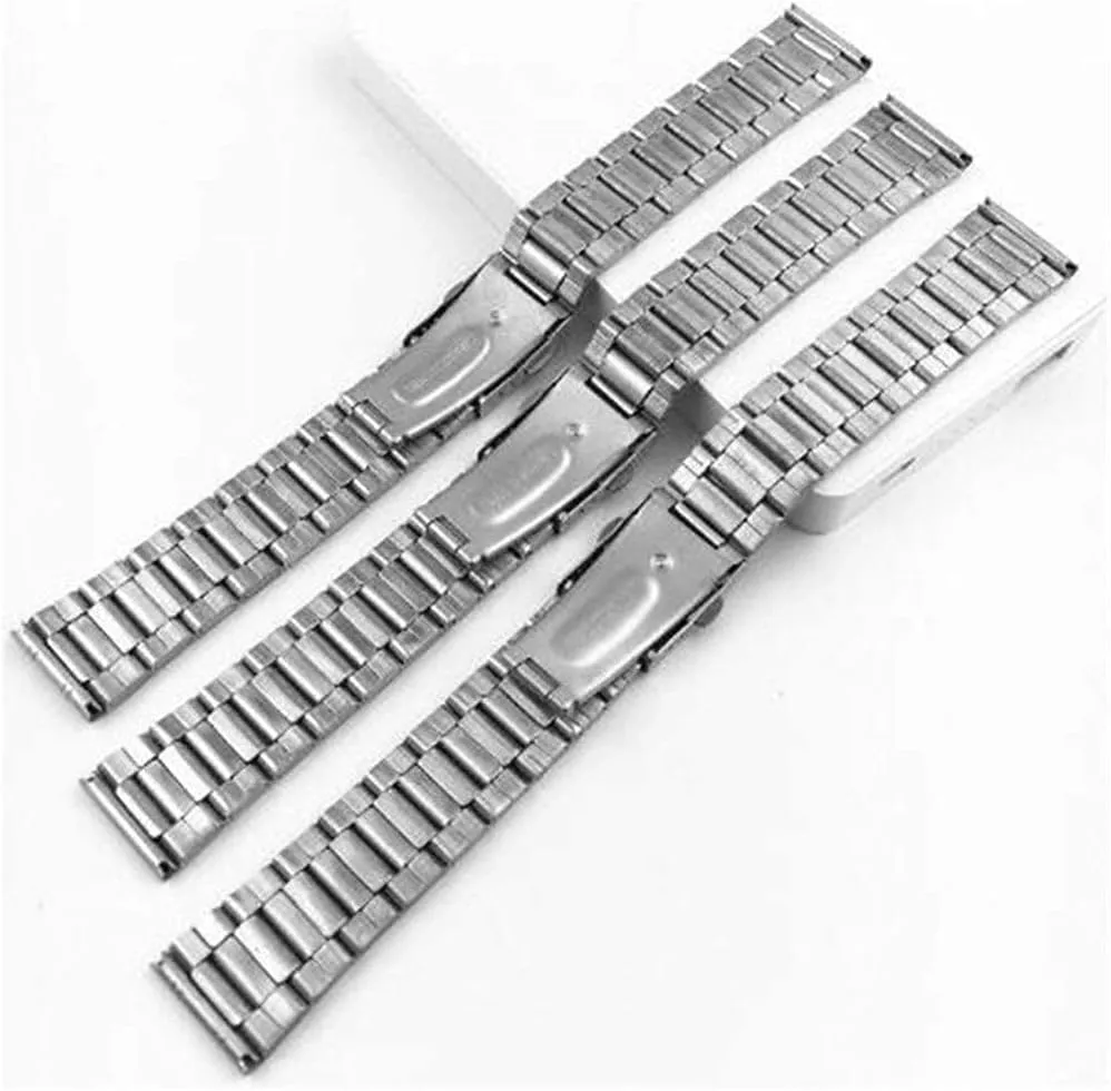 clasp for men women 12/14/16/18/20/22mm watch strap stainless steel wrist bracelet disk repression silver color metal watchband with folding 