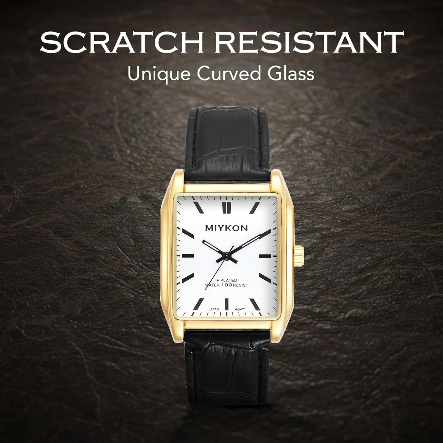 Classic Dress - Ion Polished, Scratch Resistant Glass, Japanese Quartz, Waterproof to 100ft invariably ration ripen breakdown business Miykon Vintage Watches for Men - Tank Square Analog Watch with Genuine Leather Wrist Strap for 