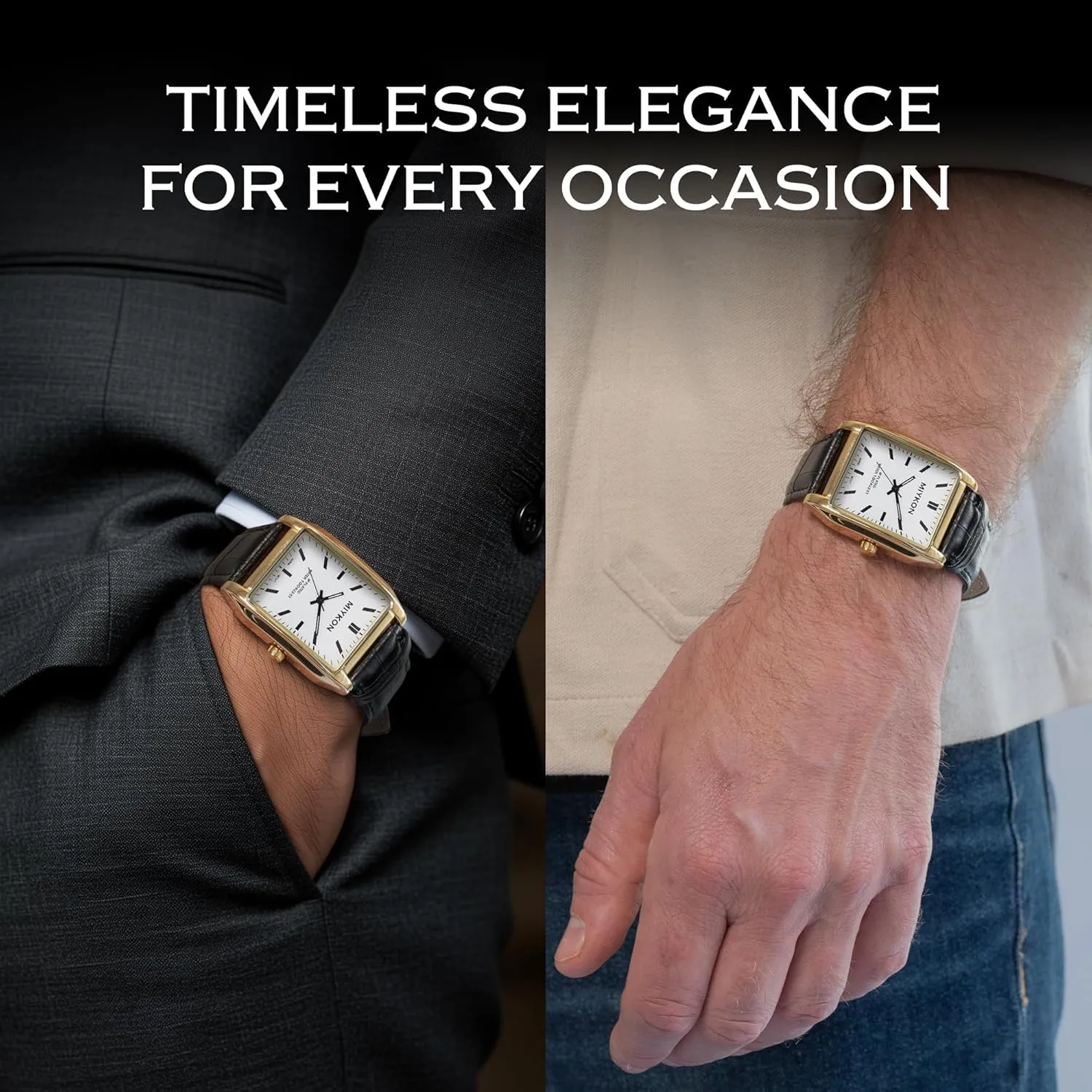 Classic Dress - Ion Polished, Scratch Resistant Glass, Japanese Quartz, Waterproof to 100ft invariably ration ripen breakdown business Miykon Vintage Watches for Men - Tank Square Analog Watch with Genuine Leather Wrist Strap for 