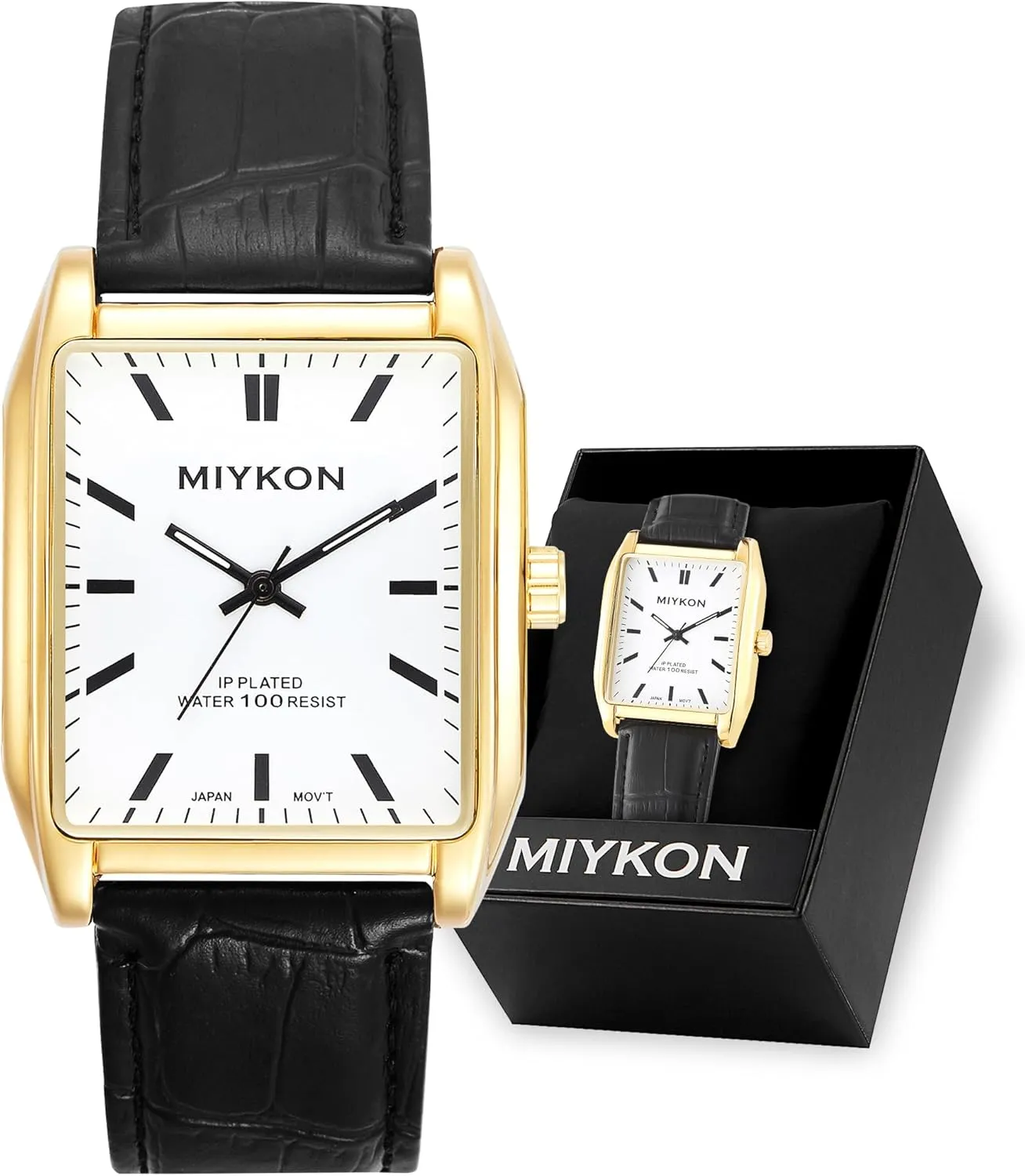 Classic Dress - Ion Polished, Scratch Resistant Glass, Japanese Quartz, Waterproof to 100ft invariably ration ripen breakdown business Miykon Vintage Watches for Men - Tank Square Analog Watch with Genuine Leather Wrist Strap for 