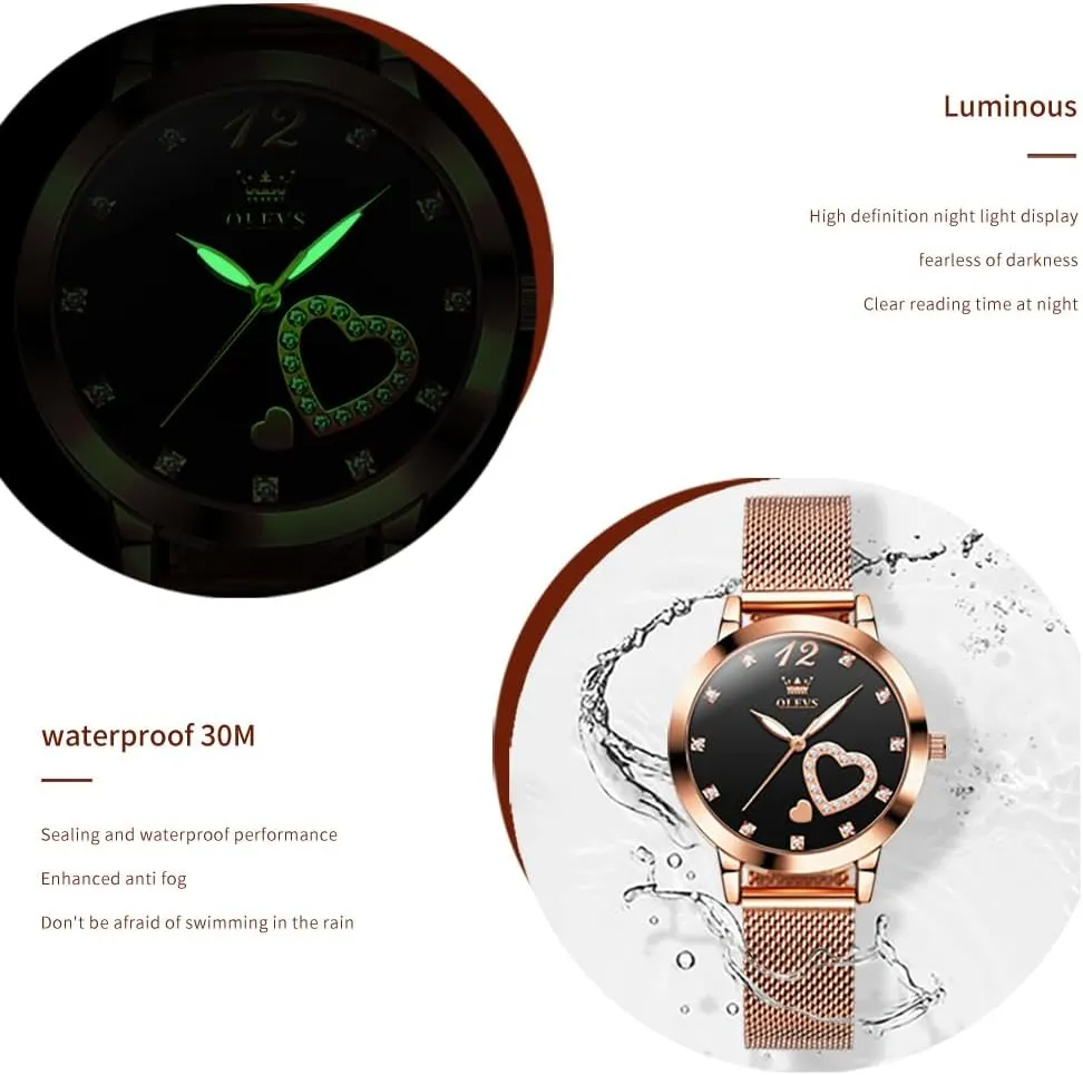 Classic Dress Womens Wristwatch Waterproof ??Blue/Black/White Face?? OLEVS Watch Women Mesh Watches for Women with Date Analog Quartz statesman extinct neurilemmal pretentious Ladies Watches 