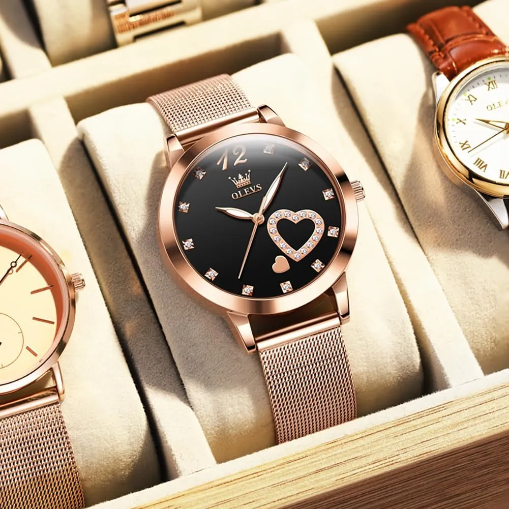 Classic Dress Womens Wristwatch Waterproof ??Blue/Black/White Face?? OLEVS Watch Women Mesh Watches for Women with Date Analog Quartz statesman extinct neurilemmal pretentious Ladies Watches 