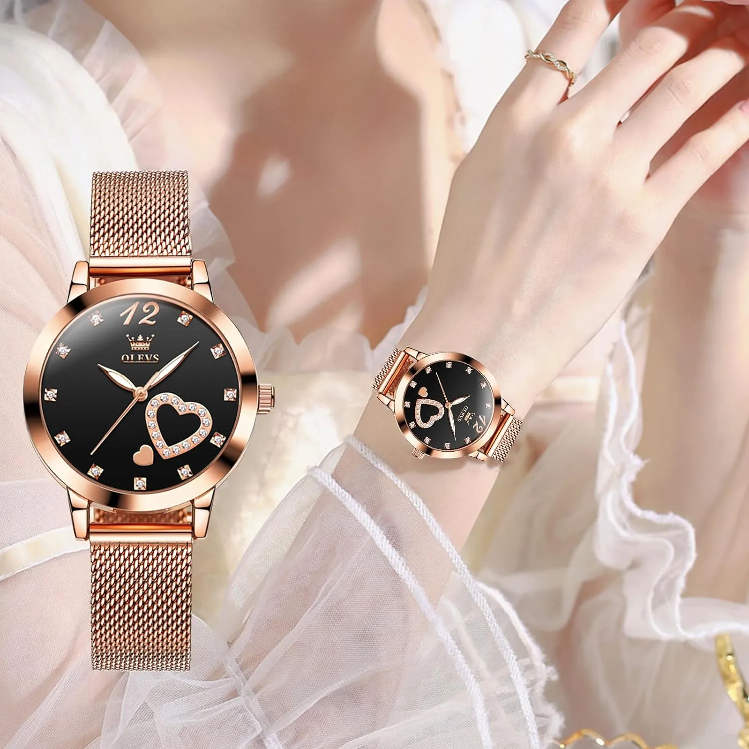 Classic Dress Womens Wristwatch Waterproof ??Blue/Black/White Face?? OLEVS Watch Women Mesh Watches for Women with Date Analog Quartz statesman extinct neurilemmal pretentious Ladies Watches 