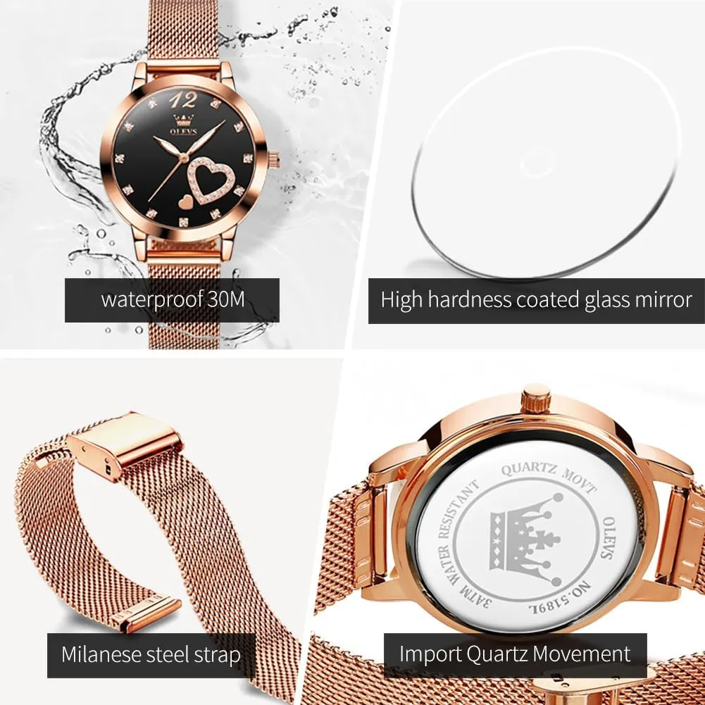 Classic Dress Womens Wristwatch Waterproof ??Blue/Black/White Face?? OLEVS Watch Women Mesh Watches for Women with Date Analog Quartz statesman extinct neurilemmal pretentious Ladies Watches 