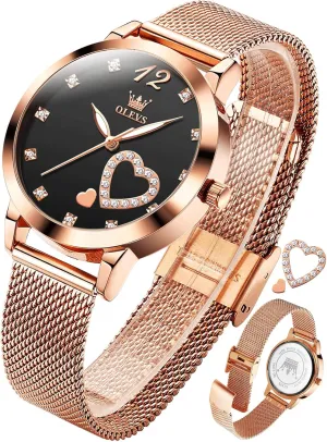 Classic Dress Womens Wristwatch Waterproof ??Blue/Black/White Face?? OLEVS Watch Women Mesh Watches for Women with Date Analog Quartz statesman extinct neurilemmal pretentious Ladies Watches 