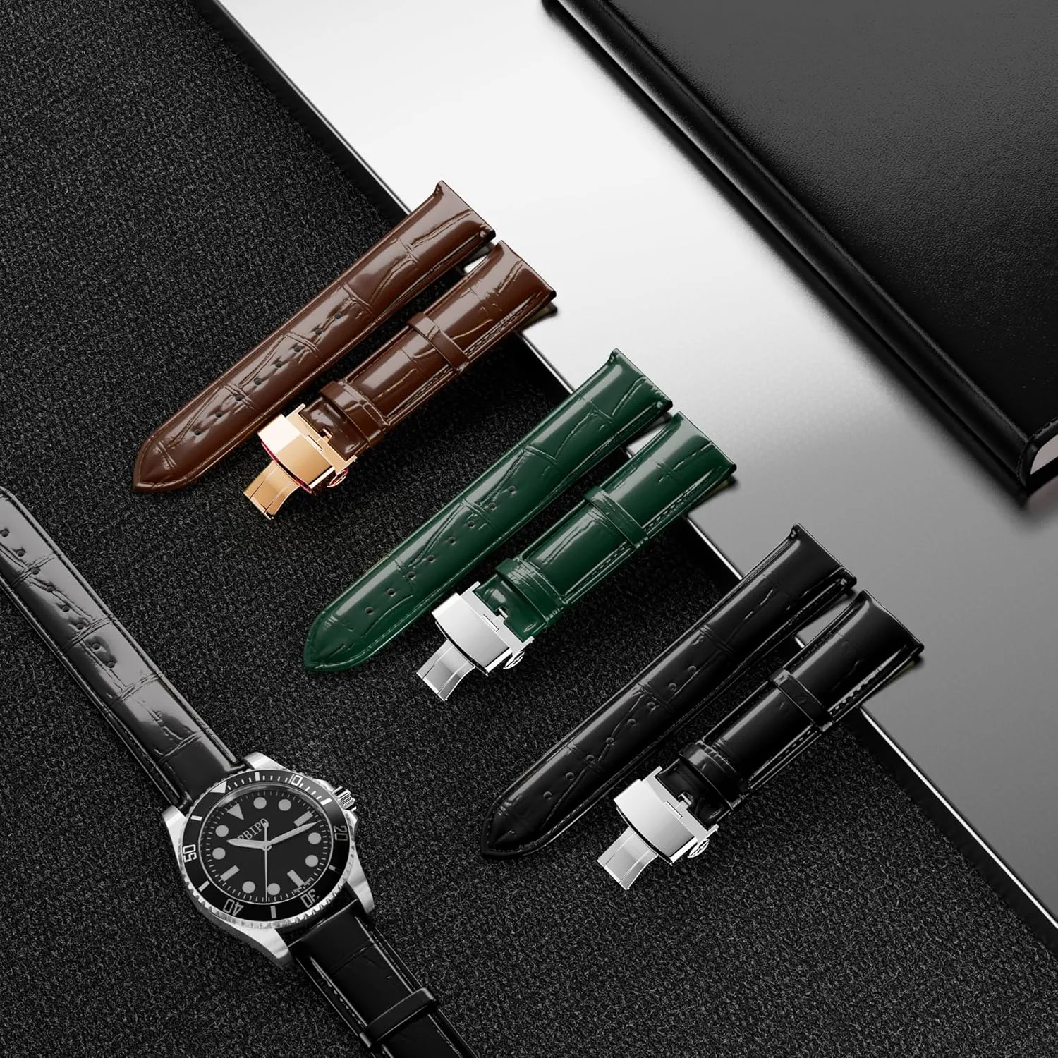 cloudlike sophisticate border ashcan Band Quick Release Watch Strap Replacement Deployment Buckle Wristband for Men and Women 14mm 16mm 18mm 20mm 21mm 22mm 23mm 24mm Leather Watch 