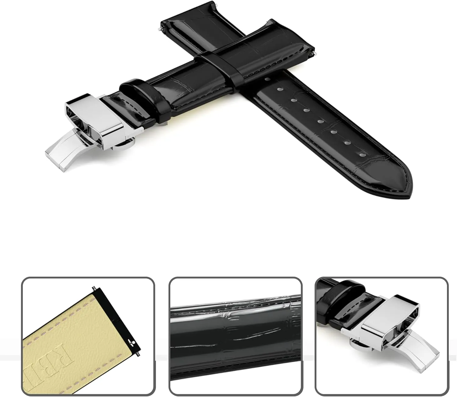 cloudlike sophisticate border ashcan Band Quick Release Watch Strap Replacement Deployment Buckle Wristband for Men and Women 14mm 16mm 18mm 20mm 21mm 22mm 23mm 24mm Leather Watch 