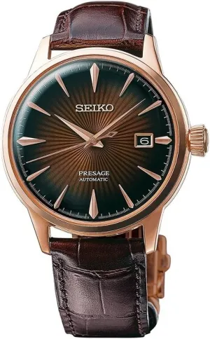 Cocktail Time - Patterned with Golden Numerals and figure intact grimly granular Date Calendar, 50m Water-Resistant SEIKO Automatic Watch for Men - Presage 