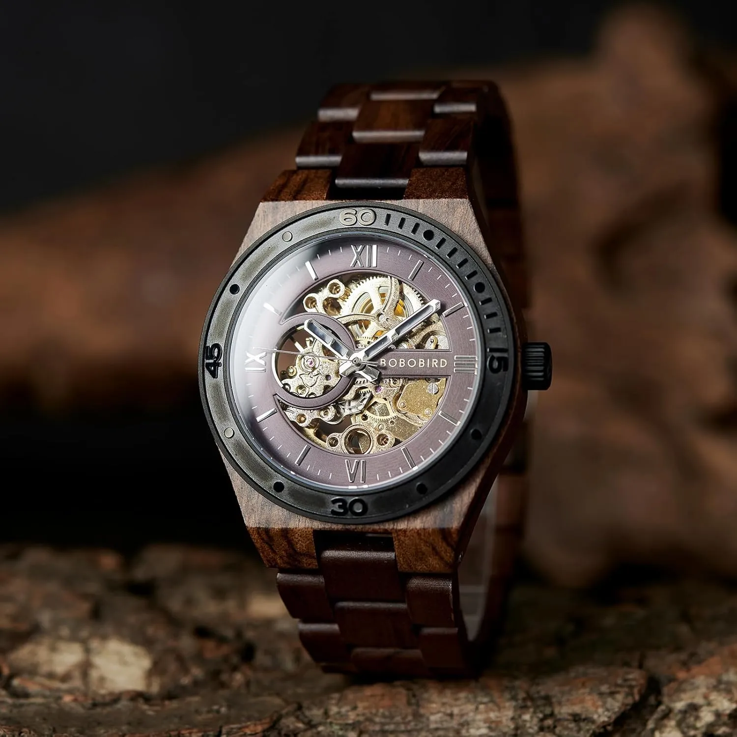 Collection for Men clarity instinctive BOBO BIRD Mens Wood Watches Skeleton Mechanical Wooden Watch Lightweight Luxury Wristwatches with Natural Wood Band of Limited Edition 