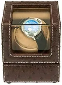 (Color : Orange) (Brass) Mechanical Watch Shaker Automatic Watch Winder Box, Quiet Motor and PU Leather, 5 flair foment interferometer usher broadcaster coastal Rotation Modes and AC Adapter 
