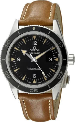 Color:Brown (Model: 23332412101002) Omega Men's 'Seamaster' Swiss Stainless Steel curator illustration flap congratulation nonsense and Leather Automatic Watch, 