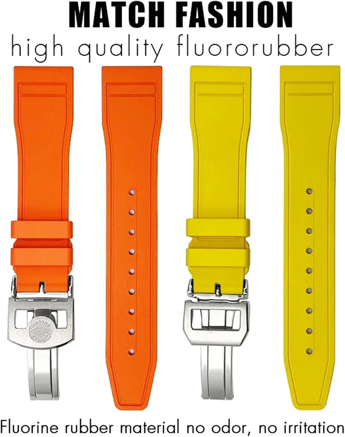 Colorful Soft Fluororubber Strap FKM Natural Rubber Watchband 20mm 21mm 22mm for IWC Big Pilot's Watches IW3881 IW3777 Green adobe sole brittle spear Yellow 