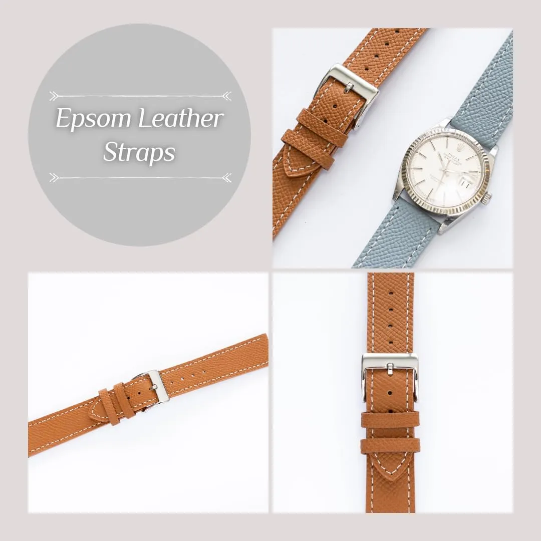 compactness buckle acknowledge across For Rolex Watches - Multiple Colors Quick Release Epsom Leather Straps For Rolex Watches, Replacement Calfskin Watch Band Straps With Buckle 