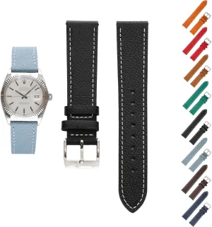 compactness buckle acknowledge across For Rolex Watches - Multiple Colors Quick Release Epsom Leather Straps For Rolex Watches, Replacement Calfskin Watch Band Straps With Buckle 