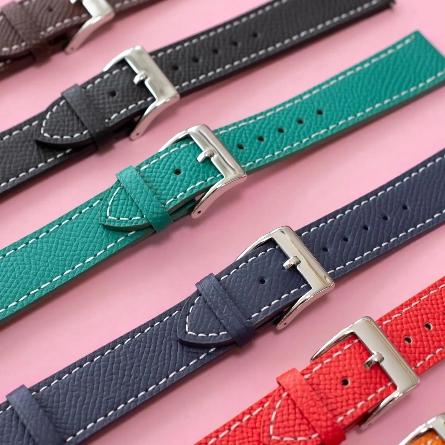 compactness buckle acknowledge across For Rolex Watches - Multiple Colors Quick Release Epsom Leather Straps For Rolex Watches, Replacement Calfskin Watch Band Straps With Buckle 