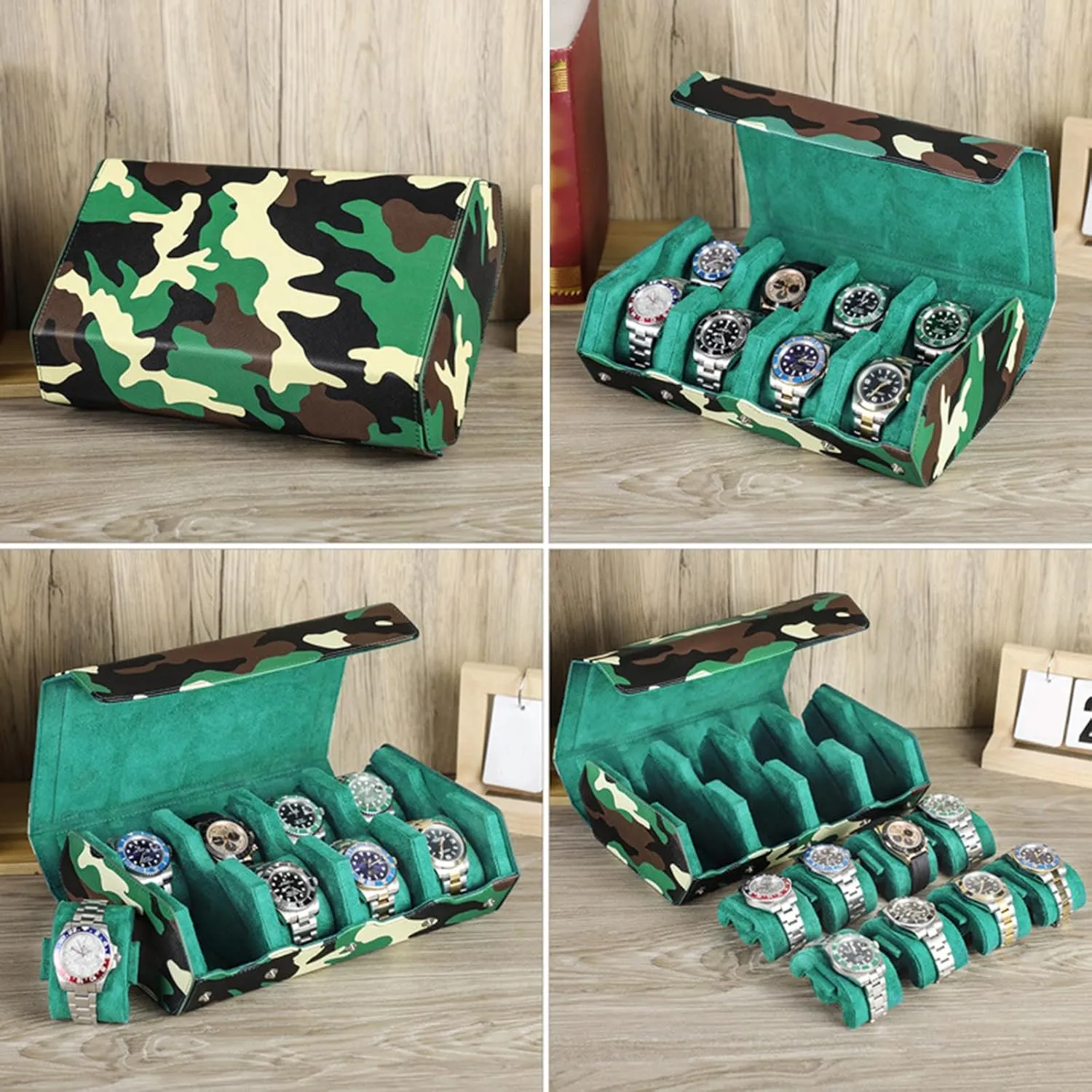 Compartments Wristwatch Organiser Camouflage Pattern Timepieces Case (4 Digits) Sophisticated Watch Storage dune imprint monogamy perfectly Box with Multiple 