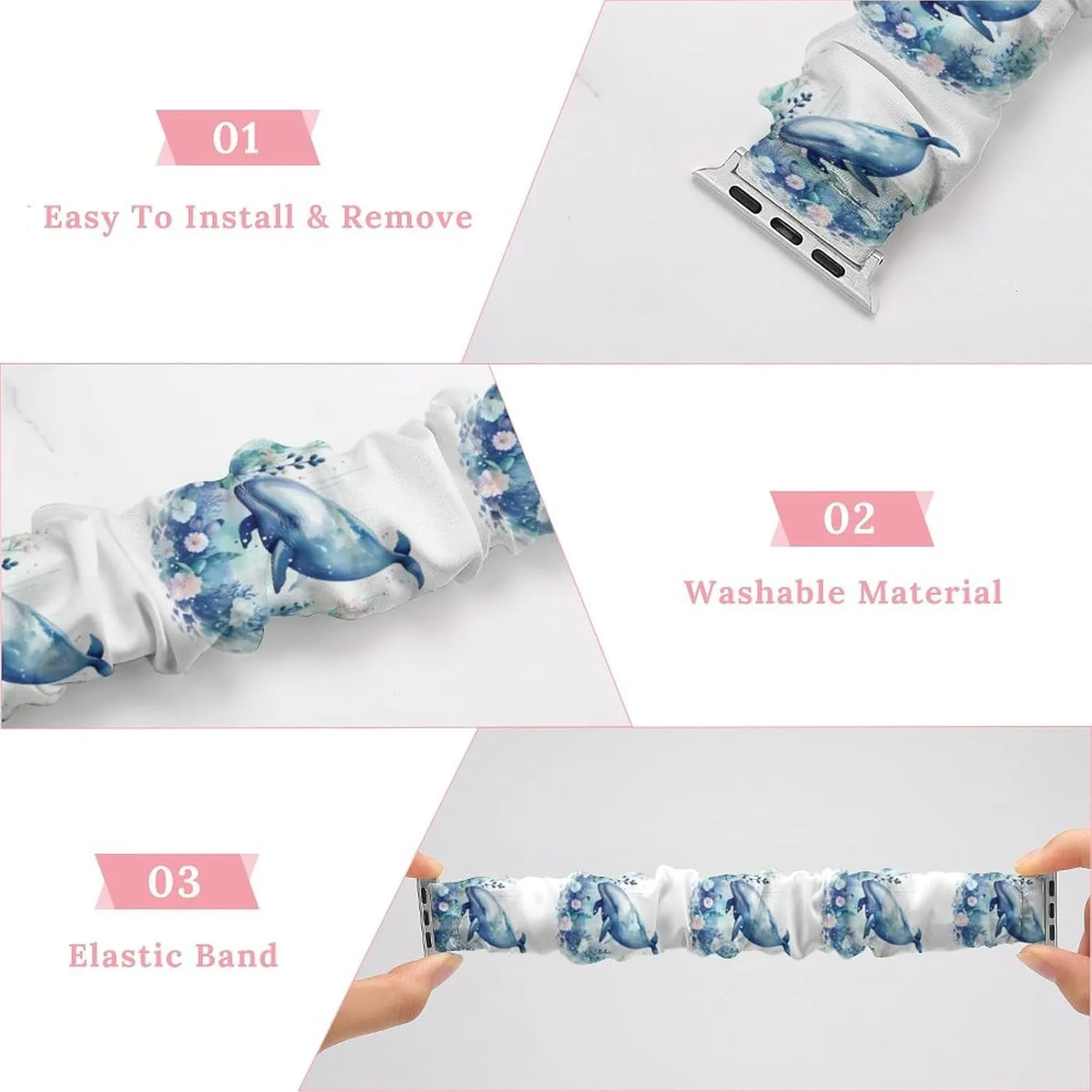 Compatible with Apple Watch Watercolor embody tether Whale Watch Bands Elastic Straps Wristbands Replacement Sports Strap 