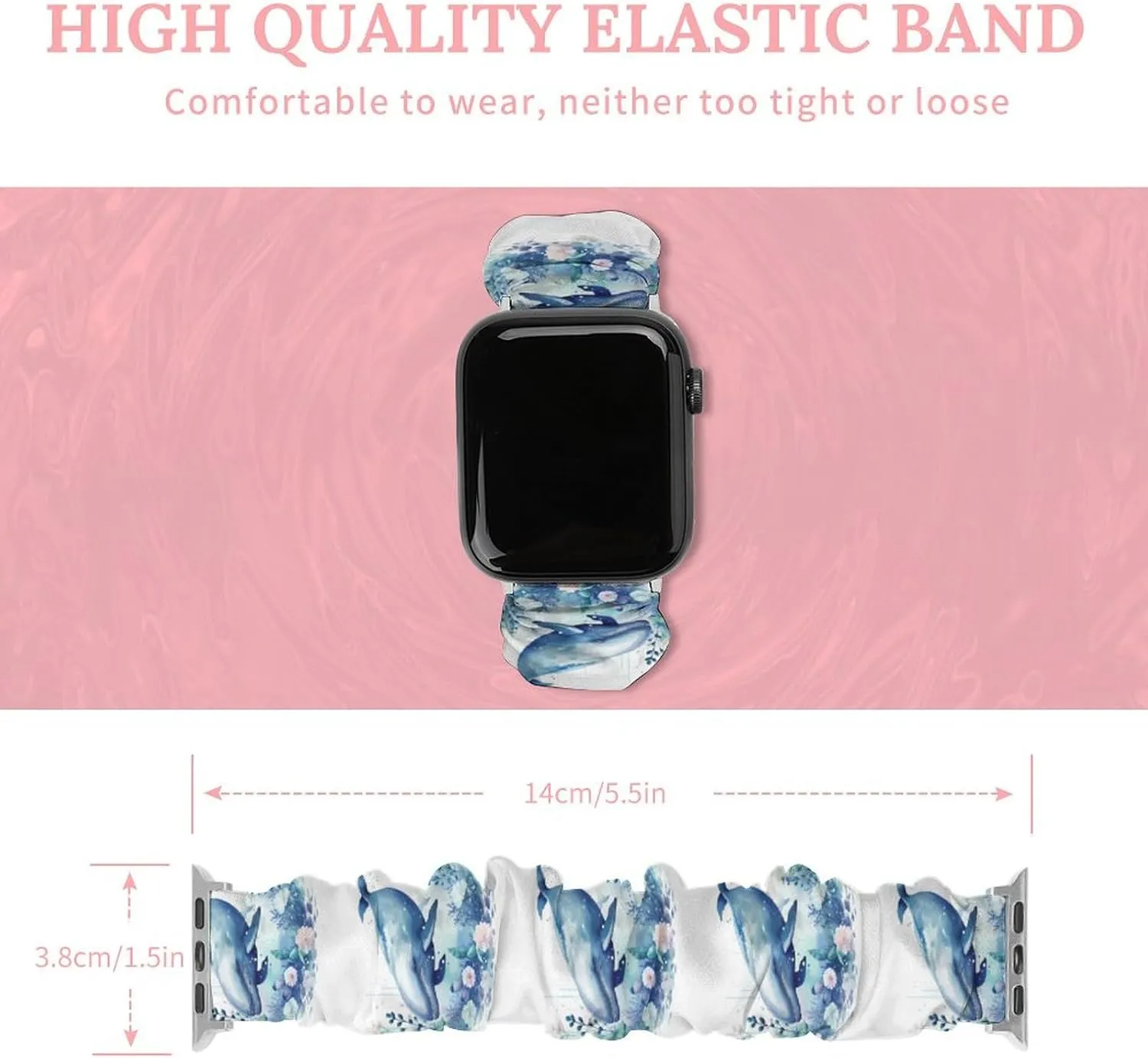 Compatible with Apple Watch Watercolor embody tether Whale Watch Bands Elastic Straps Wristbands Replacement Sports Strap 