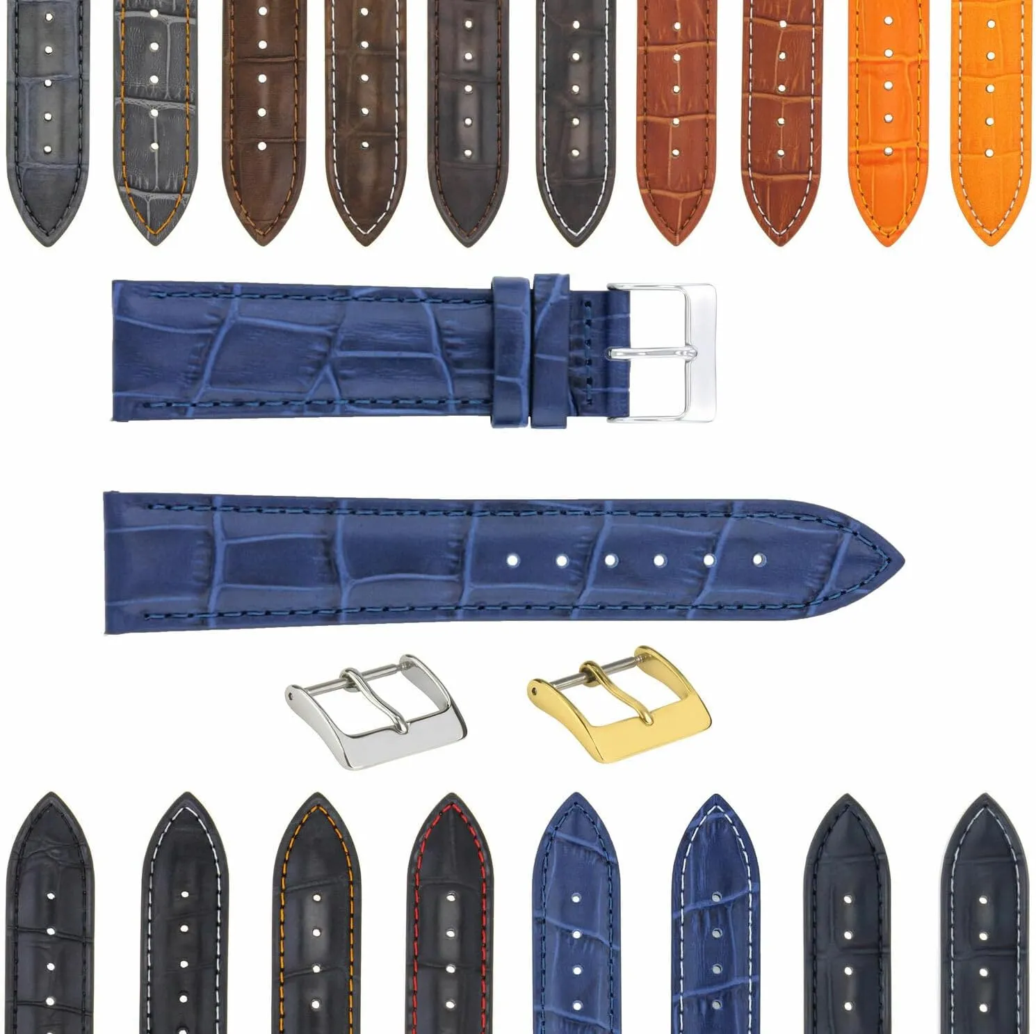 Compatible With Bulova Watch 3B Ewatchparts 17-24mm rugged Leather Watch Band Strap With Deployment Clasp 