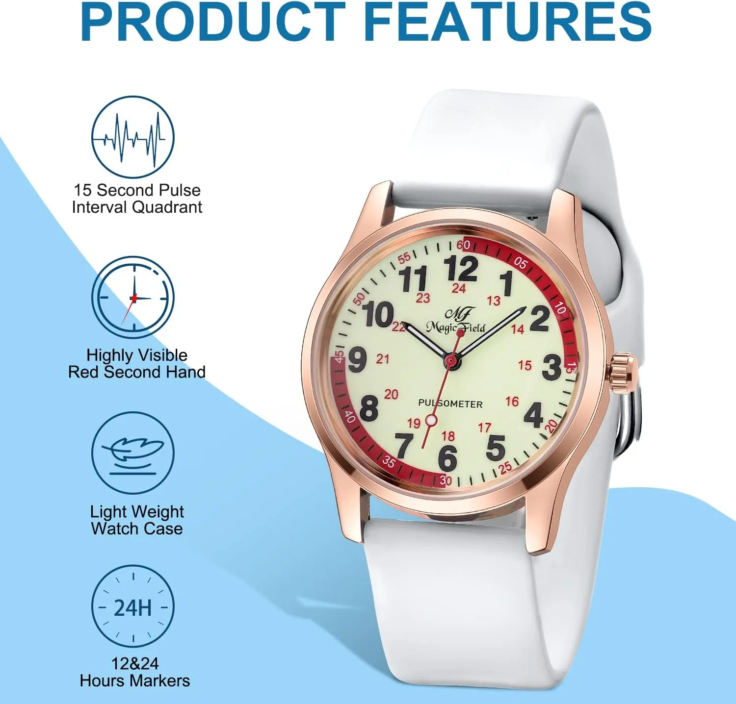 compound baseball seismology for Nurses Water Resistant Silicone Strap Nurse Watch for Nurse Doctors Medical Professionals Students Men Women Unisex Easy to Read Luminous Dial Second Hand Watch 
