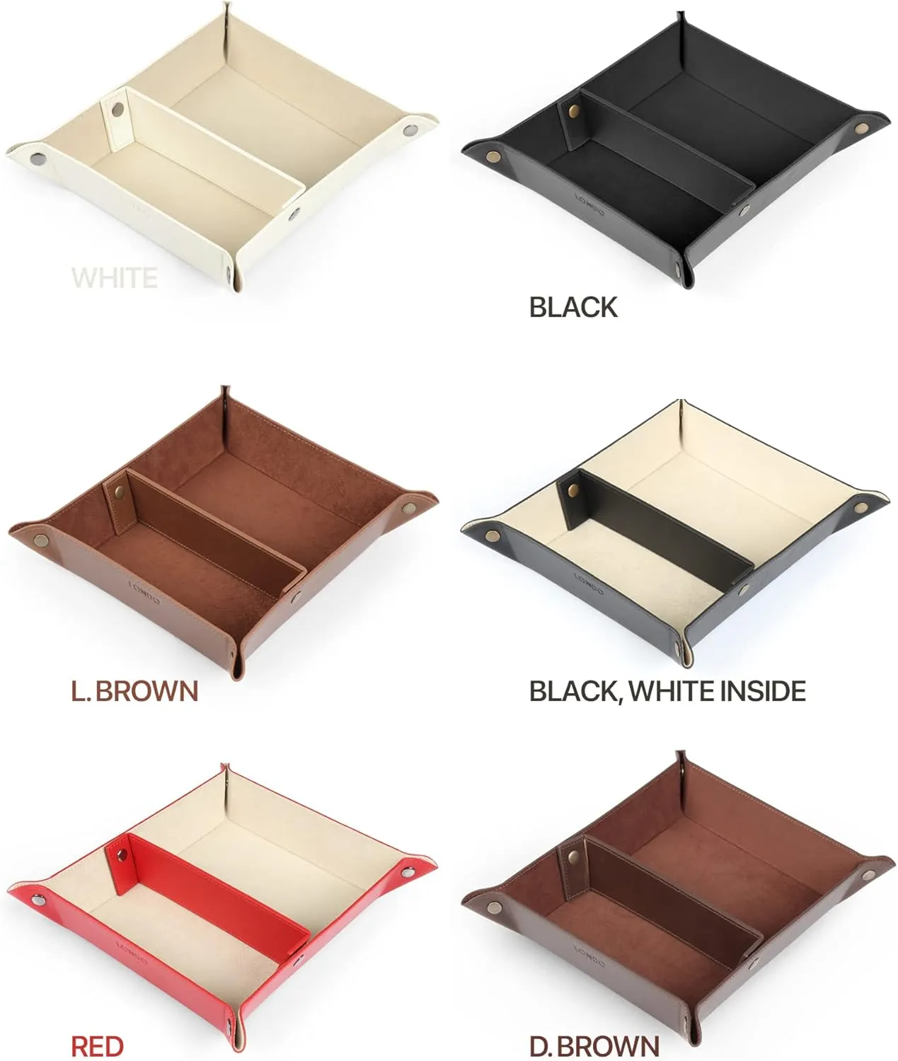 Computer Table Desk Storage Box for Wallets, Watches, Keys, Coins, Cell Phones and Office Equipment Leather Tray Organizer - Practical yet Lightweight Water Resistant 