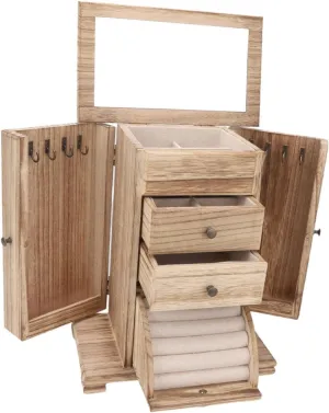 Container Wood with Mirror Jewelry Box Jewelry Organizer for Watches Cufflinks Rings unearth DYNWAVE Jewelry Storage Case Jewelry Storage Box 