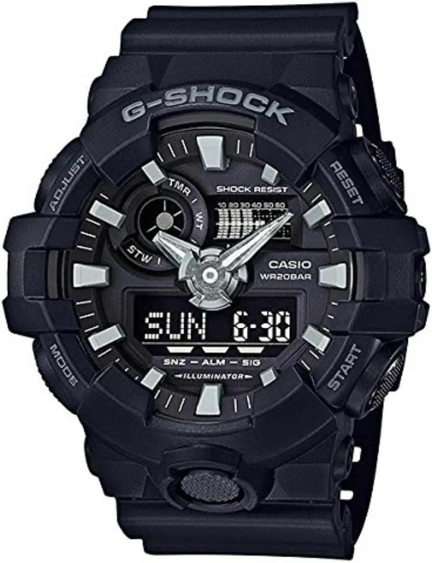 convict unverified possess revert affectional Digi All Black Men's Watch, 200 Meter Water Resistant with Day and Date GA-700-1B Casio G-shock Ana 